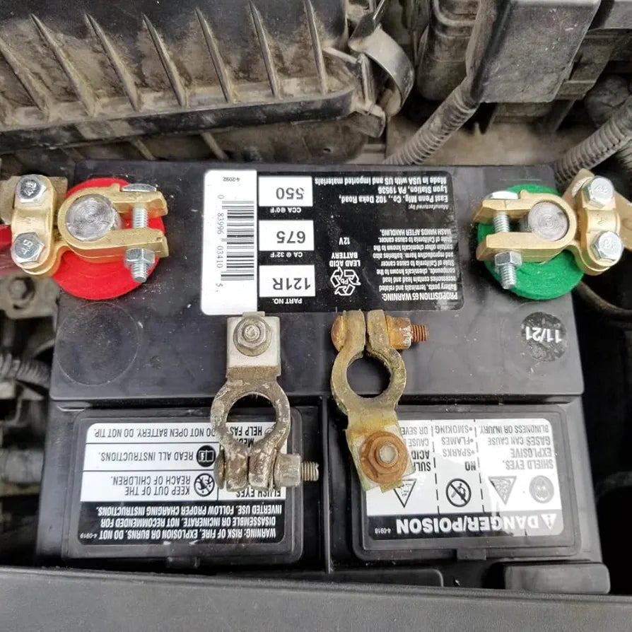 Ampper Brass Battery Terminal Connectors, Top Post Battery Terminals Connector Battery Cable Ends for Marine Car Boat RV Vehicles (1 Pair)