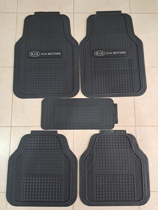 Kia Grey Logo SportLine Rubber Floor Mats – Anti-Slip All-Season 5 Piece Set