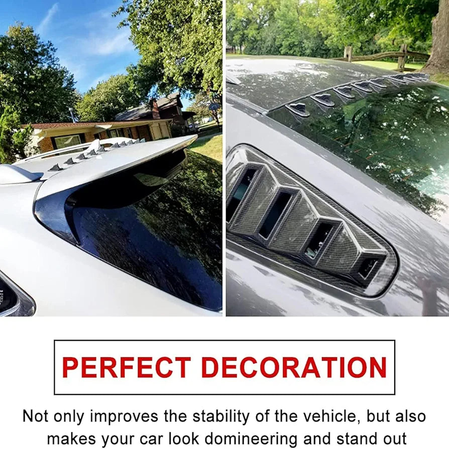 Air Vortex Generator Diffuser Shark Fin 10pcs Set Kit Compatible with Spoiler Roof Wing Pointed End Style Black