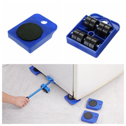 Pallet Breaker 12" Carbon Steel Deck Board Pry Bar Puller Removal Tool with Non-Slip Handle and Pulleys for Moving Carrying Removing, Blue