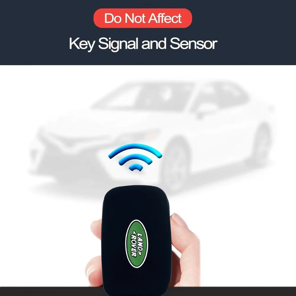 Black Remote Smart Key Fob Silicone Case Cover Protector Holder Compatible with Land Rover LR2 LR4 Discovery Range Rover Sport Evoque