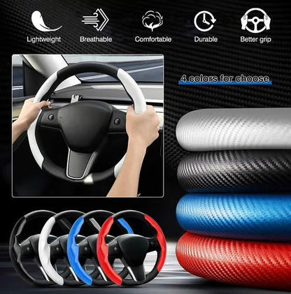 Car carbon fiber steering wheel cover non slip