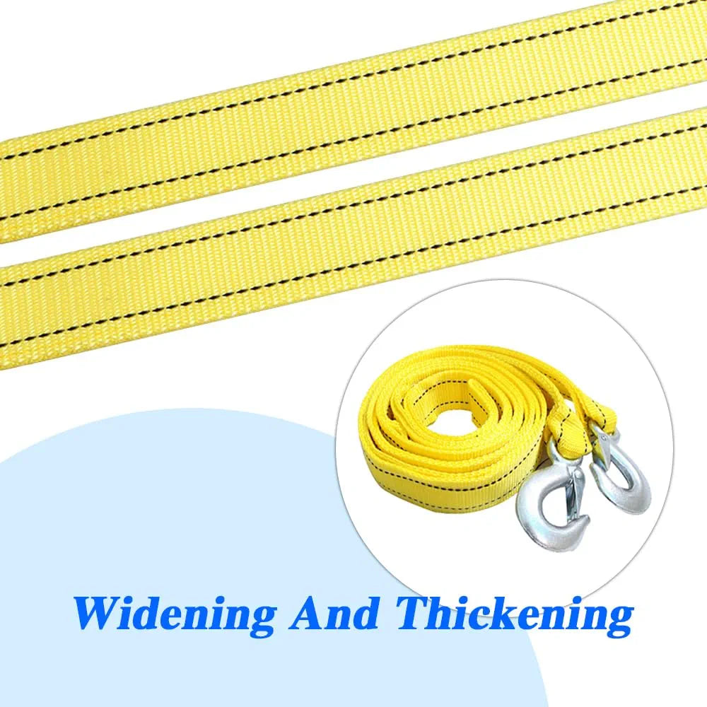Tow Strap with Hooks, Tow Ropes Metal Safety Hooks, Heavy Duty Recovery Rope for Vehicle Emergency Recovery, Best Towing Accessory Universal for All Cars