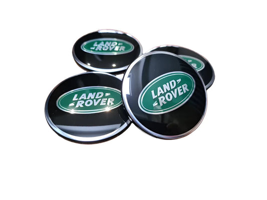 Set of 4 Range Rover Black, Green and Silver Alloy Wheel Centre Caps For Land Rover Badges Tuning - 63mm