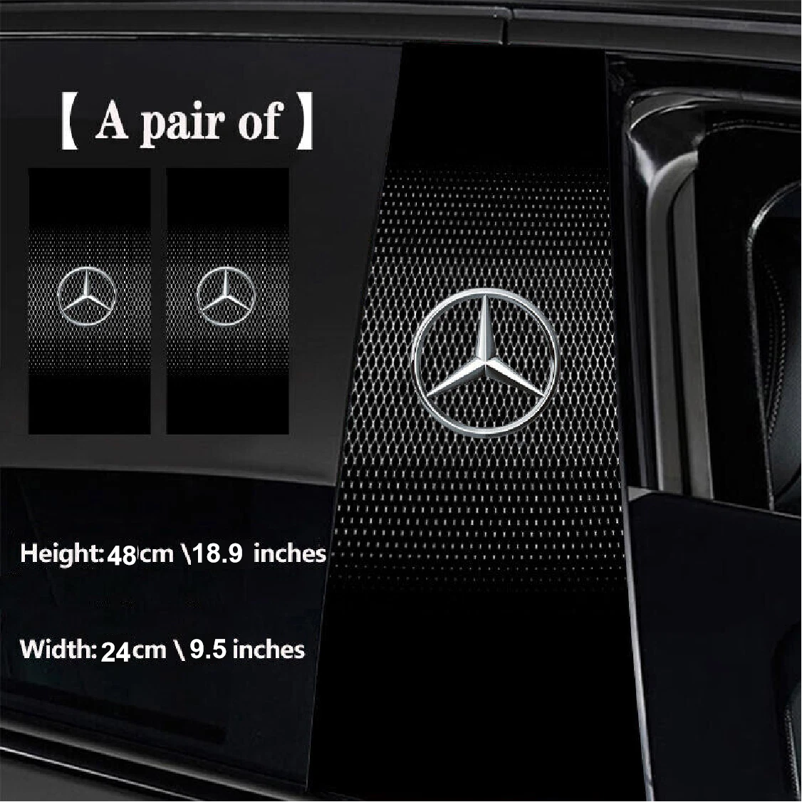 2X Car Window Center Pillar Sticker Trim B-pillar Cover Decals