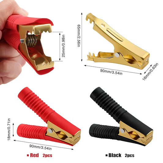 2 PCS 100A Car Battery Alligator Clips, Jump Lead Clamps, Heavy Duty Pure Copper Crocodile Clamps, for Car Auto