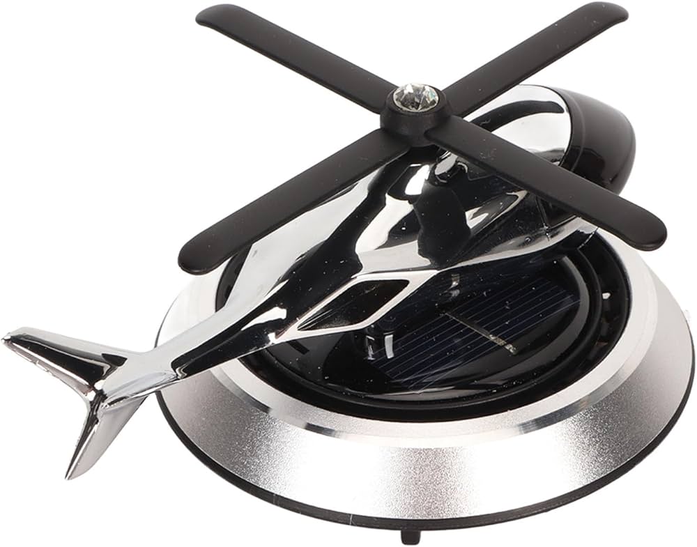 Solar Car Air Freshener, Helicopter Diffuser for Car Home Office, No Battery, Sun Powered, Automatic Rotation, Aluminum Zinc Alloy, Small Size, Easy Carry