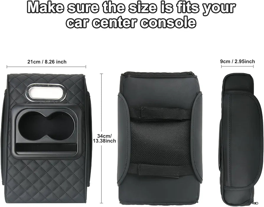 Center Console Armrest Vinyl Leather Trim, Car Armrest Cushion, Anti-Scratch, Suitable for Most Vehicle