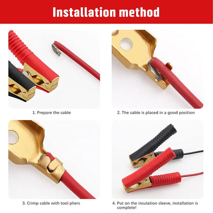 2 PCS 100A Car Battery Alligator Clips, Jump Lead Clamps, Heavy Duty Pure Copper Crocodile Clamps, for Car Auto