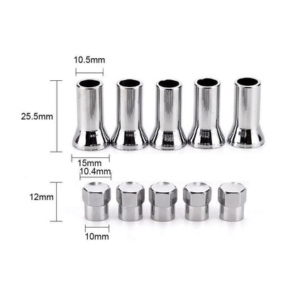 10Pcs Universal Car Tire Wheel Valve Stem Covers TR414 Chrome Hex Caps w/ Sleeve