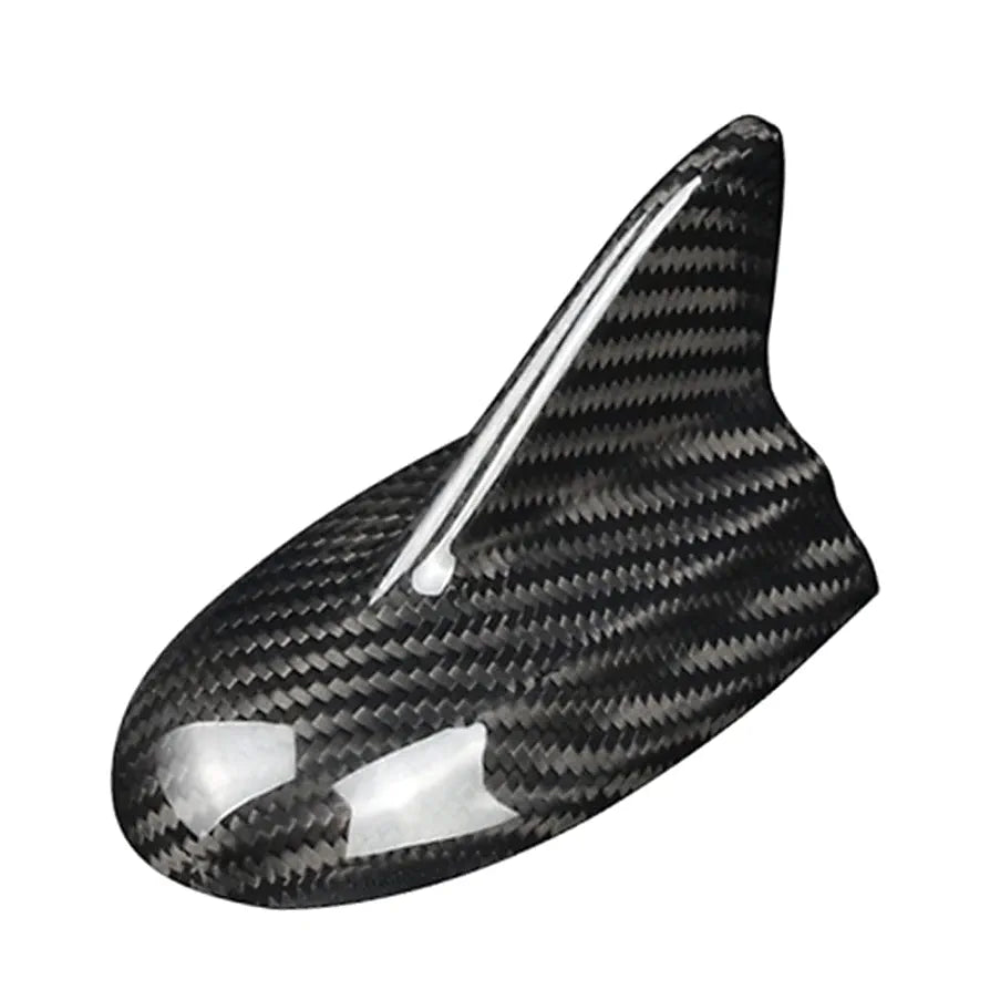 Black Antenna Cap Dry Carbon Fiber Car Antenna Cover Roof Shark Fin Trim