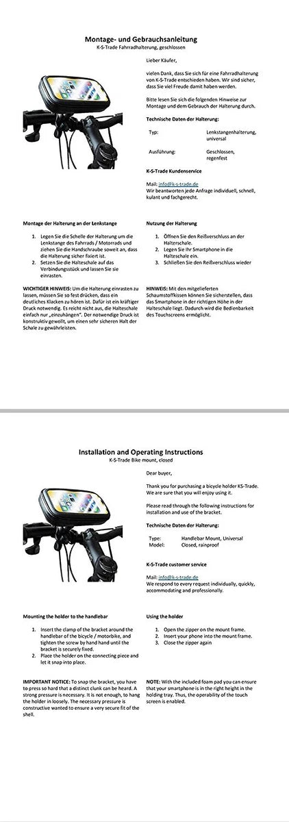 Smart Handlebar mount holder rainproof shockproof bike bicycle cas