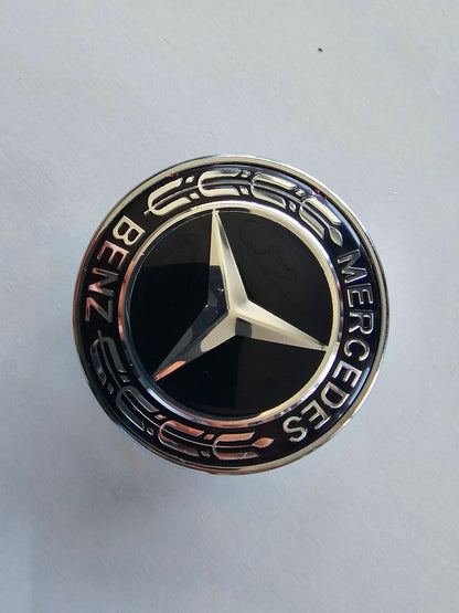 Logo hood Mercedes Benz Bonnet Badge Emblem Black Silver 57mm emblem CLASS C E CLK S