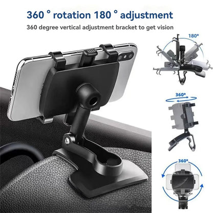 Lifegiverwise Phone Holder, Swivelling Stand for Car Stand, Multifunctional 360 Car Dashboard Mobile Phone Holder, Universal Car Mount Cell Phone Holder Stand Dashboard Rear View Mirror