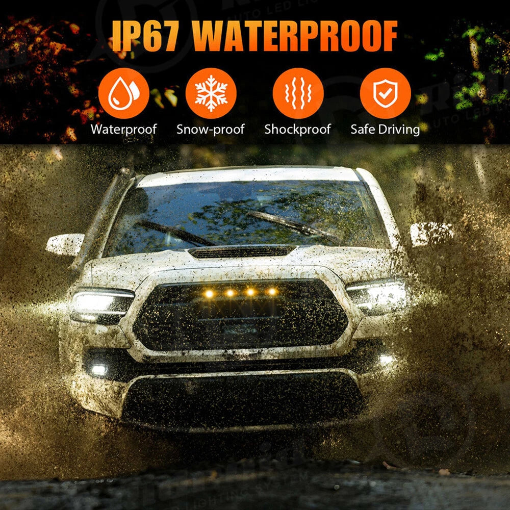 4pcs Raptor Style Amber Grille Light LED DRL For Toyota Tacoma