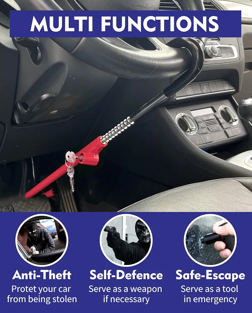 Universal Safety Steering Wheel To Clutch Pedal Lock Car Anti Theft Truck Auto