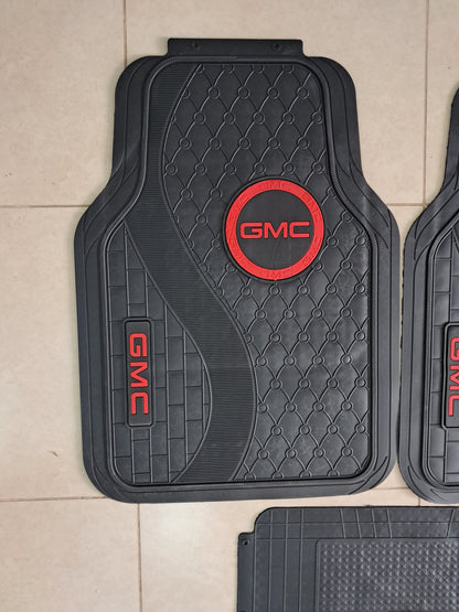 GMC Red Logo 5 Pcs Premium Diamond Pattern Car Floor Mats – Luxury Rubber Set