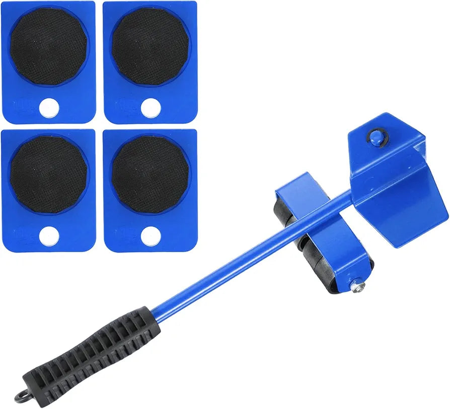 Pallet Breaker 12" Carbon Steel Deck Board Pry Bar Puller Removal Tool with Non-Slip Handle and Pulleys for Moving Carrying Removing, Blue