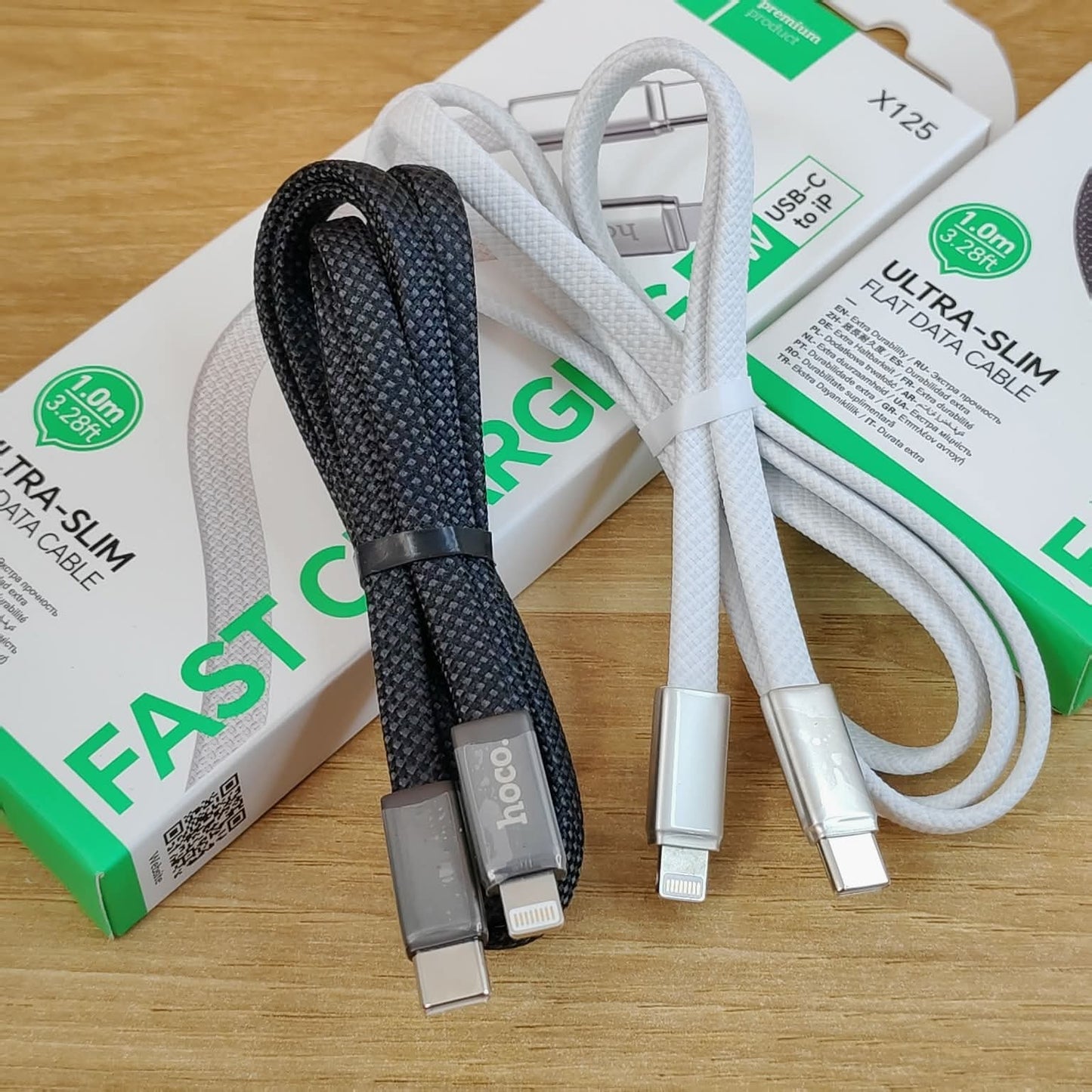 Hoco X125 Charging Cable Type-C to Lightning (Iphone) – 30W Or Type-C to Type-C – 60W Premium flat braided cable with durable Zinc
