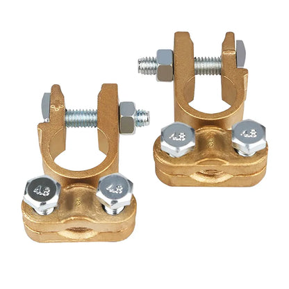 Ampper Brass Battery Terminal Connectors, Top Post Battery Terminals Connector Battery Cable Ends for Marine Car Boat RV Vehicles (1 Pair)
